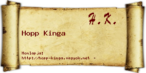 Hopp Kinga névjegykártya